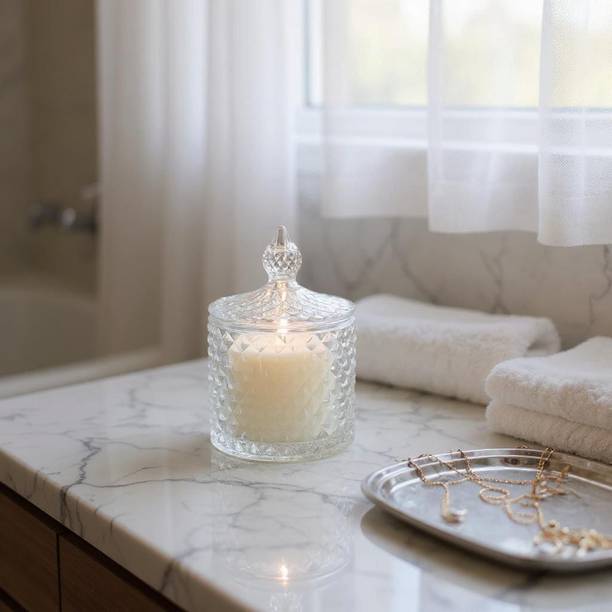 priyanshu gifts Crystal Glass Jar Scented Candle