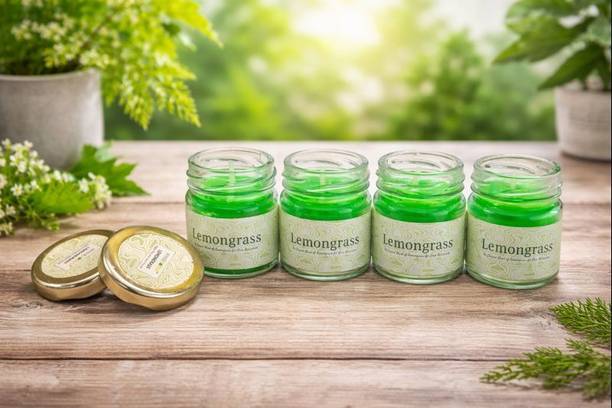 PEEPRESION Jar Scented Candles | 88 Gram Each| Lemongrass Fragranced Candles Pack of 4 A3 Candle