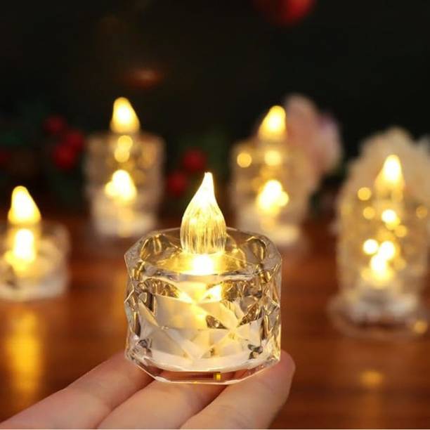 Drisona' Flameless & Smokeless Transparent Acrylic Led Tea Light Candle