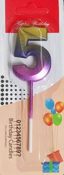 Fun Affairs Number 5 Candle for 5th Birthday/Anniversary Party Cake Topper Candle