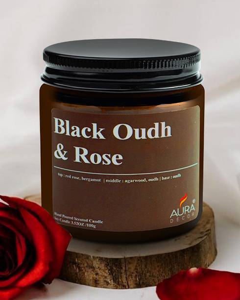 AuraDecor Scented Soy Wax Amber Jar Candle, Organic Luxury Aroma, Aromatic Candle