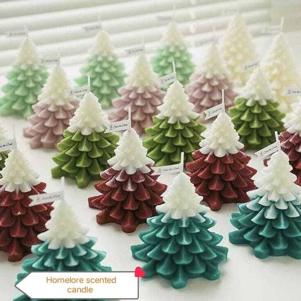 HOMELORE Premium Christmas Tree Scented Candles Set Of 2 Multicolor Candle Candle