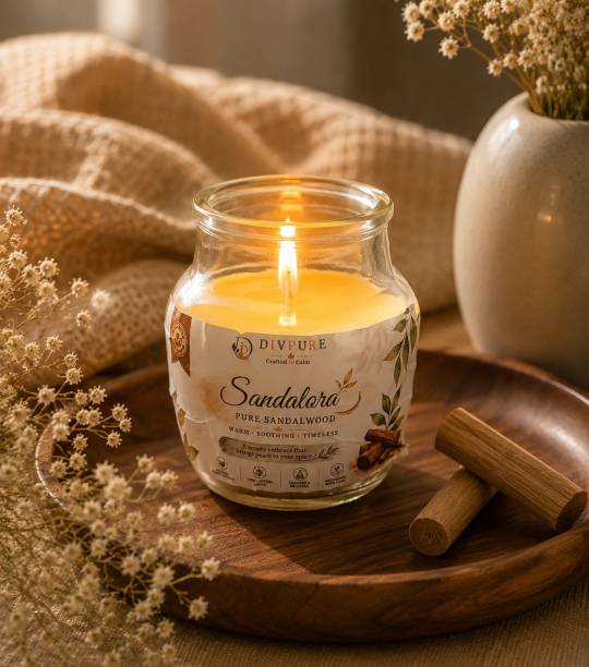 Divpure Premium Sandalora Scented Big Jar Candle for Home Decor & Aromatherapy Candle