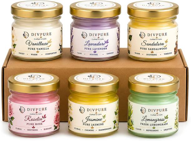 Divpure Mini Scented Jar Candle Set | Aroma Fragrance | Trending Candles Gift Set Candle