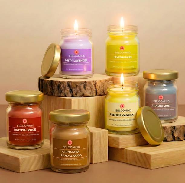 EBLOOMING Scented Candles For Home Decor in Small Glass Jars | Scented Candles Gift Set Candle