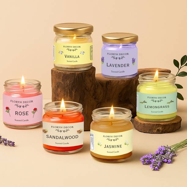 Floryn decor Jar Scented Candles Gift Set | Scented Candle Set of 6 Candle