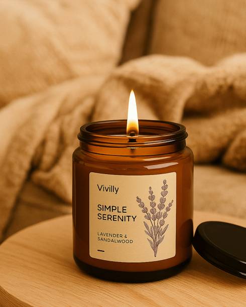 vivilly Lavender Sandalwood Scented Candle | 100% Soy Wax | Home Decor & Gifting Candle