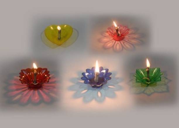 IMPECT.E 3D Shadow Reflection Floating Plastic Lamp Table Diya Set (Height: 3 inch) Candle