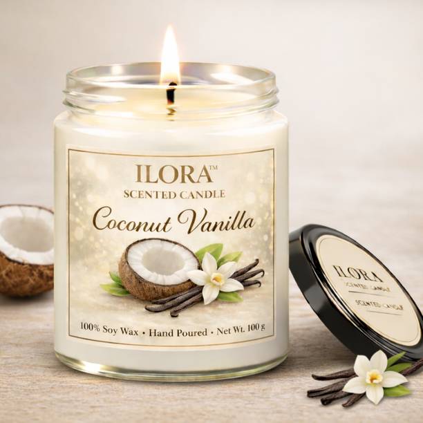 Ilora Coconut Vanilla Scented Jar Candle for Gift Soy Wax Aromatherapy Home Decor Candle