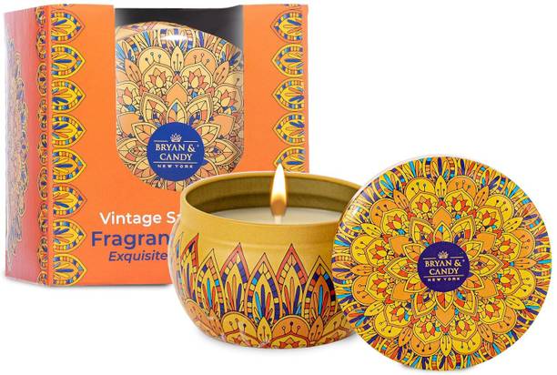 Bryan & Candy Scented Vintage Sandalwood Aromatherapy Candle, Soy Wax Eco Friendly Printed Tin Candle