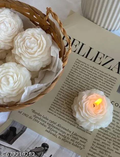 Samour Handmade White Rose Flower Candle Candle