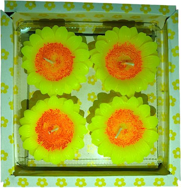SupSun Set of 4 Smokeless Wax Floating Flower Candles and Special Events (YELLOW) Candle