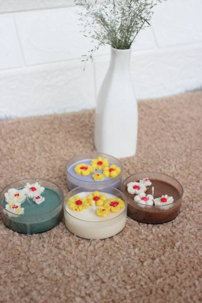 SCOOPOFCANDLE Decorative Floral Floating Candles | Handcrafted Designer Wax Candle