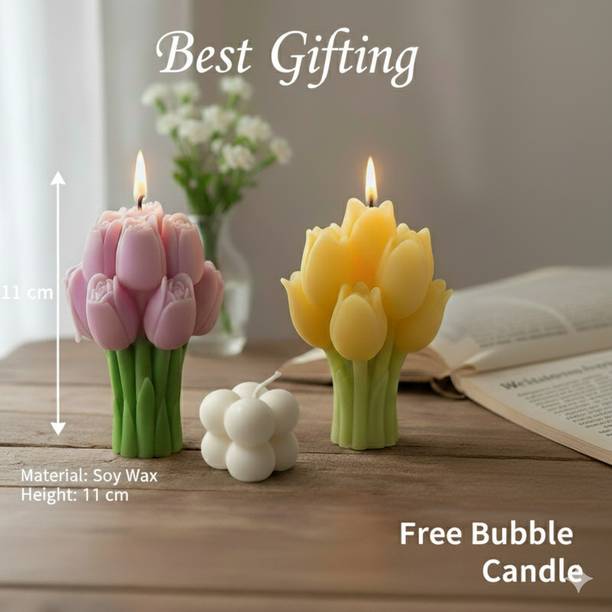 NCF 3 tulip candle + 2 free mini bubble Candle
