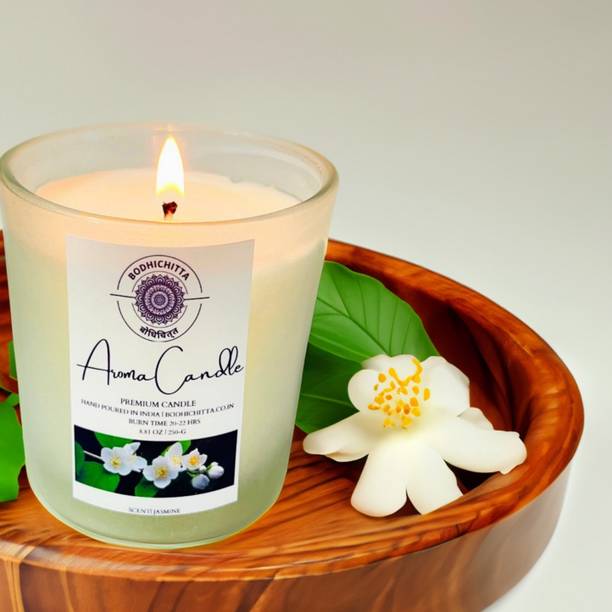Bodhichitta Jasmine Dreams Scented Candle - Floral Grace for Relaxation |20-22 Hrs Burn Time Candle