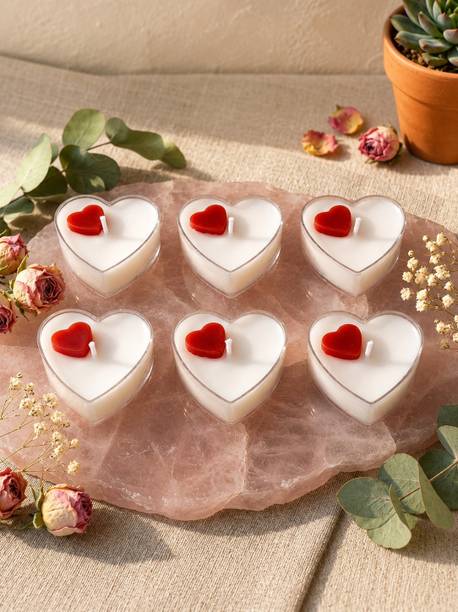 Lavida Heart Shaped Soy Wax Tea Light Scented Candle with Rose Petal Fragrance Candle