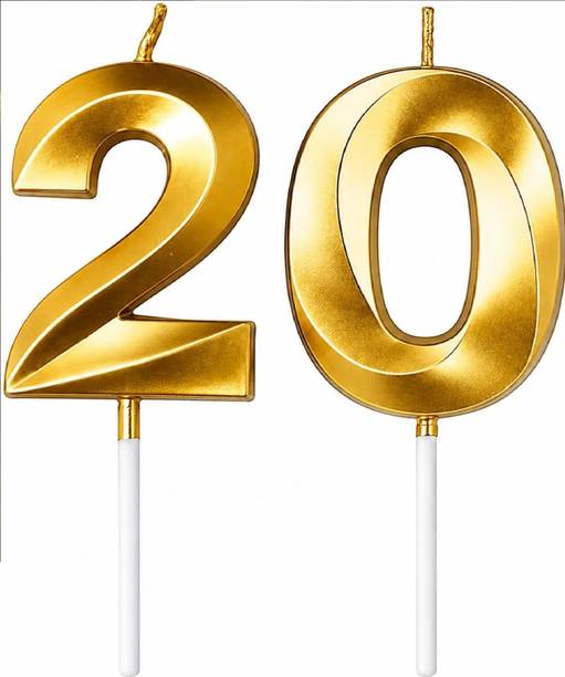 Koitkee's Golden Number Candle for Birthday & Anniversary - 20 Number Candle