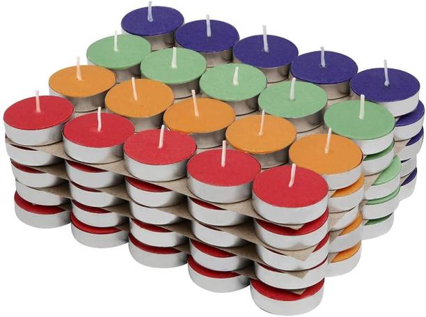 PRIDE STORE Multicolor Tealight Candle for Home Décor Festive Celebration Wax Candle Candle Aluminium (Pack of 50) Table Diya