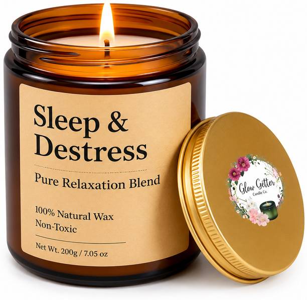 Glow Getter oy Wax Candle for Sleep & De-Stress| Long Burning Scented Amber Glass Jar Candle Candle