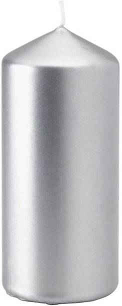 IKEA Digital Shoppy Unscented Pillar Candle, Silver-Colour, 45 hr(6.8 cM) Candle