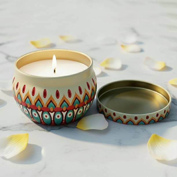 Glowing Drop Lavender Scented Mandala Printed Jar Candle – Aromatherapy & Home Decor Candle