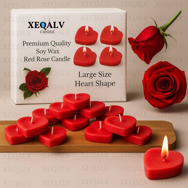 XEQALV Heart Shaped Red Candles Rose Fragrance Diwali, Decoration, Valentine, Birthday Candle