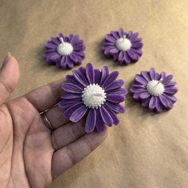 WAXORA 4 Pcs of Daisy Flower Candles Full Purple Candle