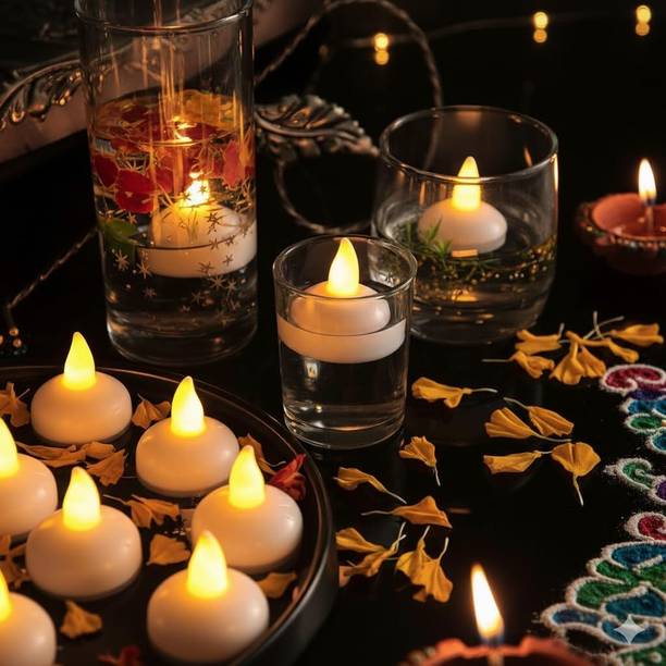 KHIZAR 12 Pcs Floating Candles for Water Bowl, Diwali Lights for Decoration Candle