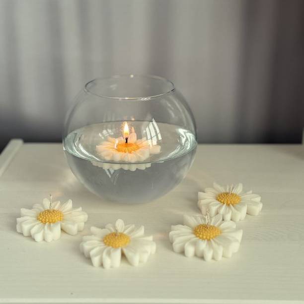 ARTCOLLECTIONS Sun Flower/Daisy Floating Candle (100% Soya Wax & Scented Candle) Candle