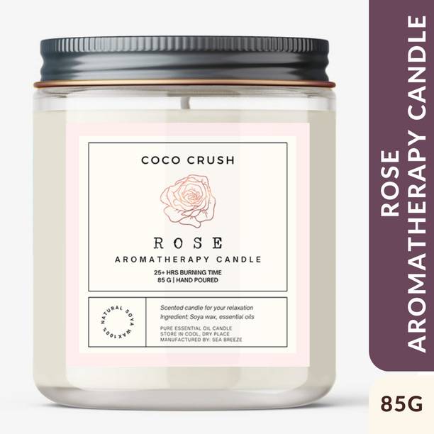 COCO CRUSH Rose Aroma Jar Candle - 100% Pure Soy Wax, Natural Fragrance | 25Hrs+ Burn Time Candle