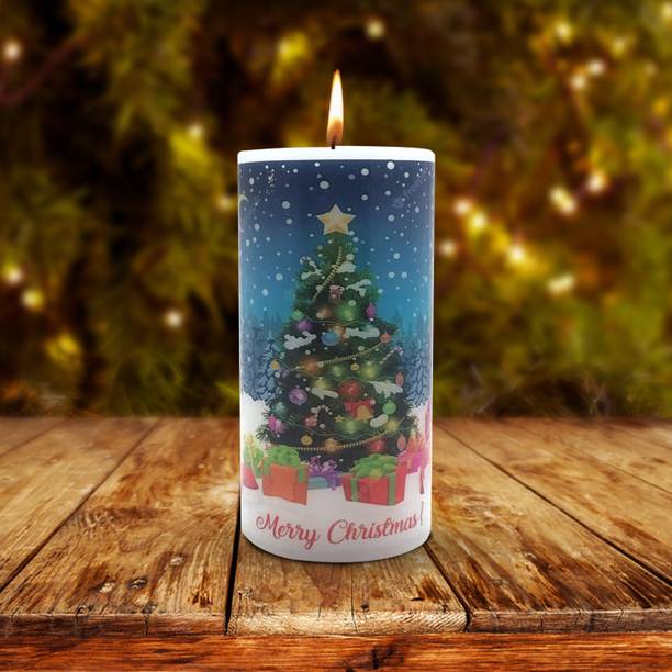 AuraDecor Unscented Merry Christmas Tree (Size:-3*6 Inch) Candle