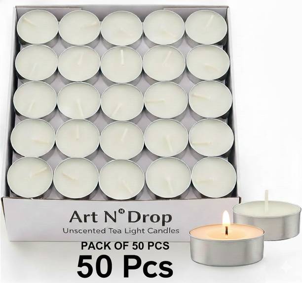 FLYWINGSHOP Natural Wax Unscented White Mini Tealight Candles | Smokeless & Long-Lasting Candle