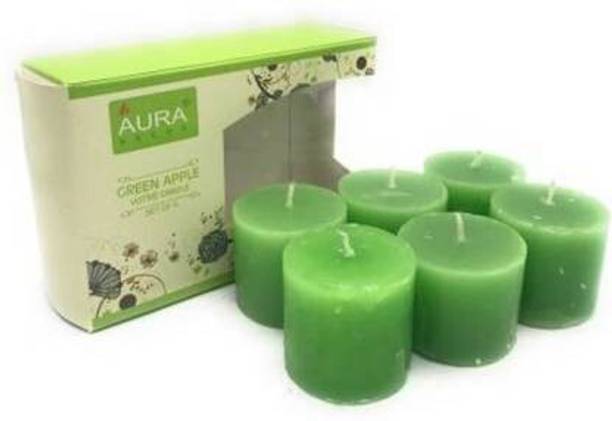 AuraDecor Green Apple Votive Candle Set of 6 Burning Time 5 Hours Candle