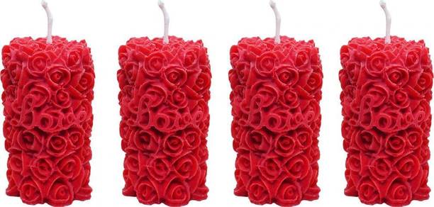ANAK Rose scented pillar candles pack of 4 made of pure soy wax Candle