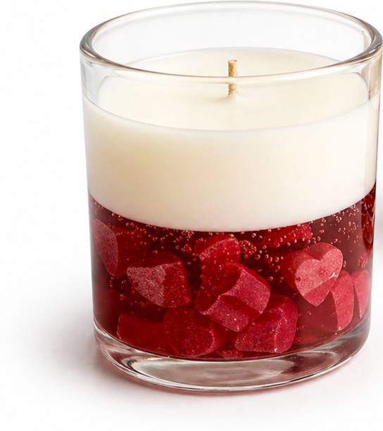 SHONACREATION Premium Layered Gel Wax Scented Candle with Decorative Hearts Candle