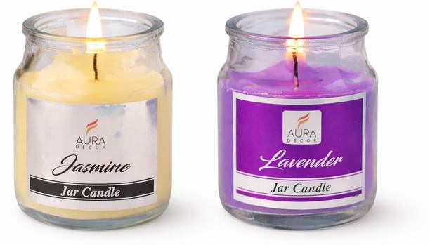 AuraDecor Set of 2 Cookie Highly Fragrance Jar Candle (Lavender & Jasmine) Burning Time 30 to 35 hours Approx. Each Candle