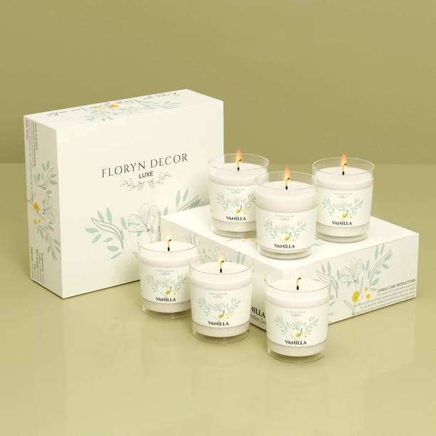 Floryn Decor Luxe Vanilla Scented Glass Votive Candles for Home Decor | Smokeless Soy Wax Candle