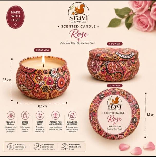 Sravi Printed Tin Jar Scented Candle (Multicolor, Pack of 1) Candle