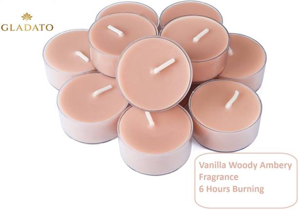 GLADATO Woody Ambery Scented Luxury Soy wax Tealight Candle Every Occasion 6 Hours Burn Candle