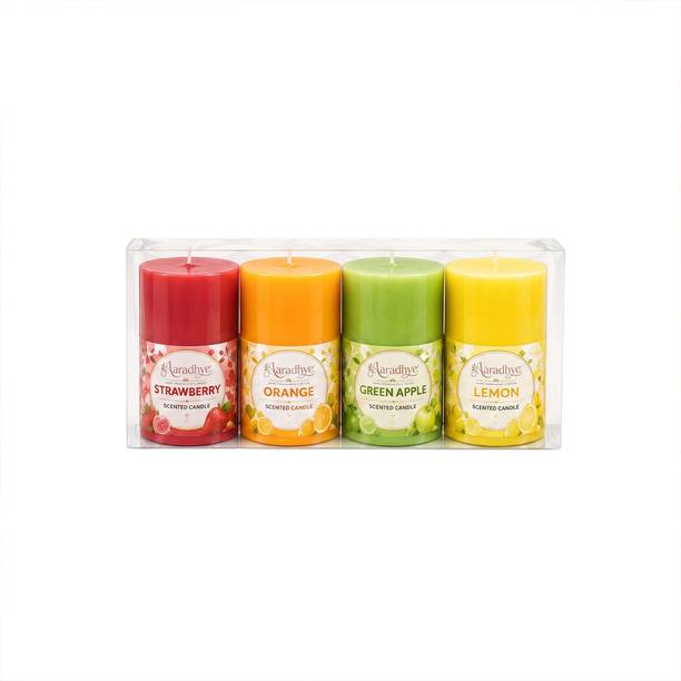Aaradhye Home Fragrances & Decor Mix Fruity Scented Pillar Candle | Smokeless Decorative Candle for Home Decor Candle