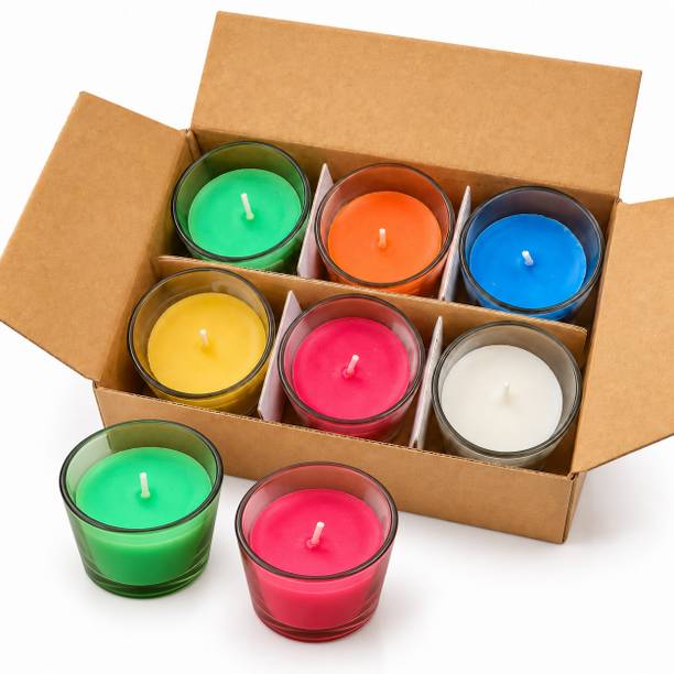 veracare Set of 6 Colorful Votive Scented Candles in Glass Jars for Home Decor & Gifting Candle