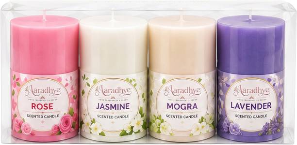 Aaradhye Home Fragrances & Decor Mix Scented Pillar Candle | Smokeless Decorative Candle for Home Decor Candle