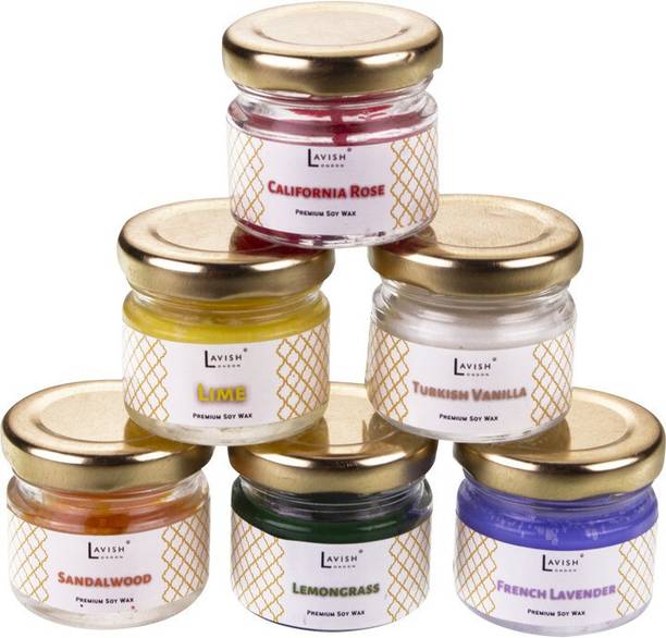 Lavish Scented Smokeless Mini Glass Jar Candles - Set of 6 Candle