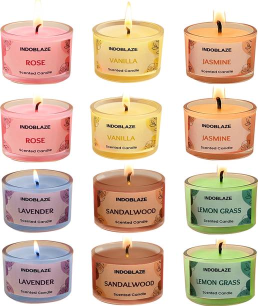 Indoblaze Scented Candles Gift Set of 12, Reusable acrylic jar, perfect aroma Candle