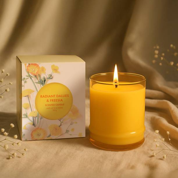Lifescapes Radiant & Freesia Scented Glass Candle | 160g | 28 Hr Burn Time Candle