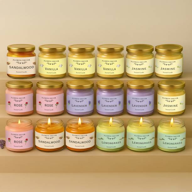 Floryn decor Jar Scented Candles Gift Set | Scented Candle Set of 18 | Highly fragranced Candles Pack of 18 Mini Jars (Pack of 18) Candle