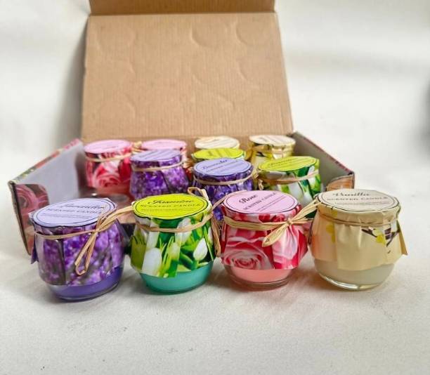 KOBBET Diwali Home Décor Jar Scented Candles Pack of Multi-Fragrance Gift Set Flower Candle