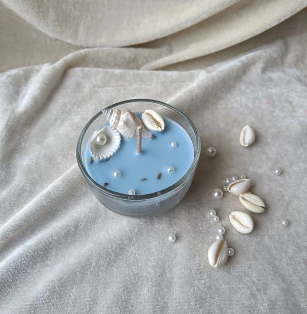 Decor D style deep ocean candle with aqua wave aroma and real sea shell Candle