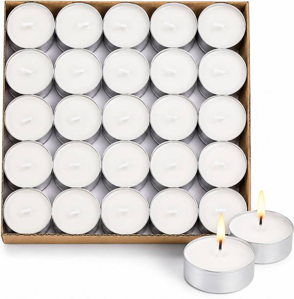 Mahasu Tealight Candles Unscented White Long-Burning, Smokeless, Wax Candle