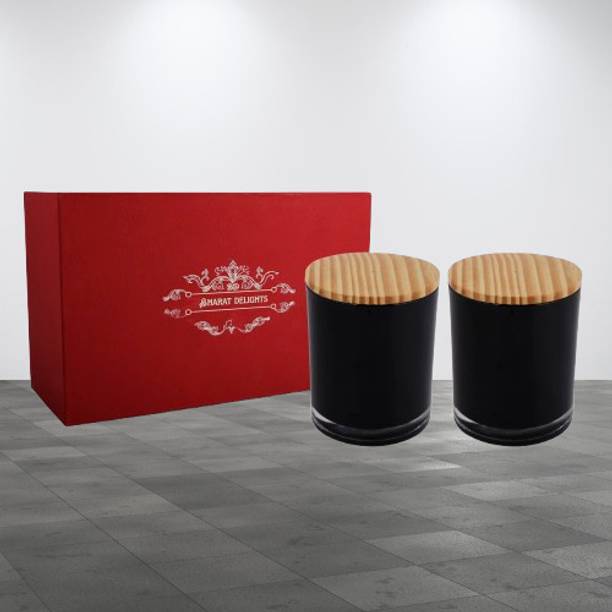 Bharat Delights Premium Glass Candles - Set of 2 with Premium Red Box Candle